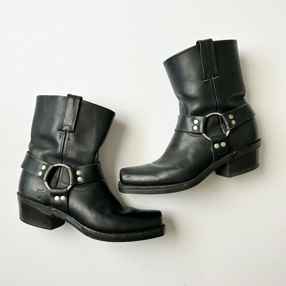 Frye Womens Harness 8R Ankle Boot in Black Leather Size 8 - Picture 9 of 9